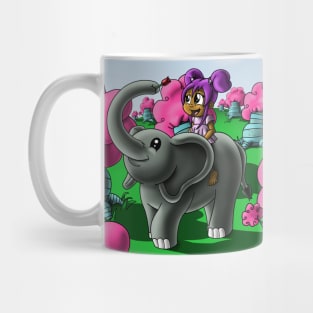 African American Girl and Elephant Mug